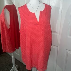 NWT 41 Hawthorn Coral Lightweight V-Neck Sleeveless Blouse Size 3X